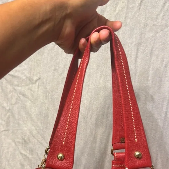 Dooney & Bourke Red Leather Tote with Gold AccentsEUC - Picture 7 of 16